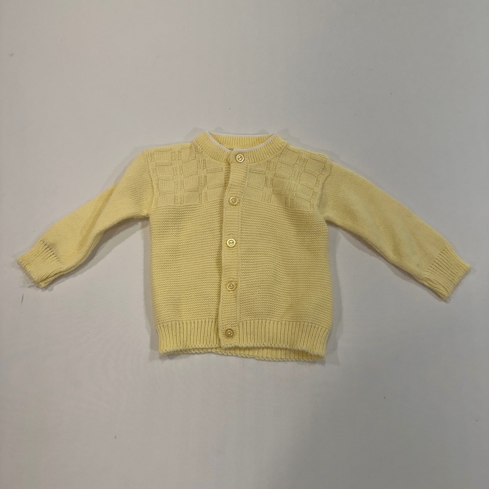 Penneys Vintage Knit Cardigan Baby 0-6M Yellow‎ Basketweave | Classic Retro